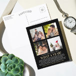 What A Year In Review 4 Photo Collage Holiday Postcard<br><div class="desc">These simple and modern year in review 4 photo postcards are perfect for sending out to family and friends this holiday time.</div>