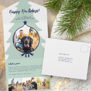 What A Year in review 4 photo green trifold All In One Invitation