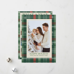 What a Year in Review Plaid Merry Christmas  Holiday Card