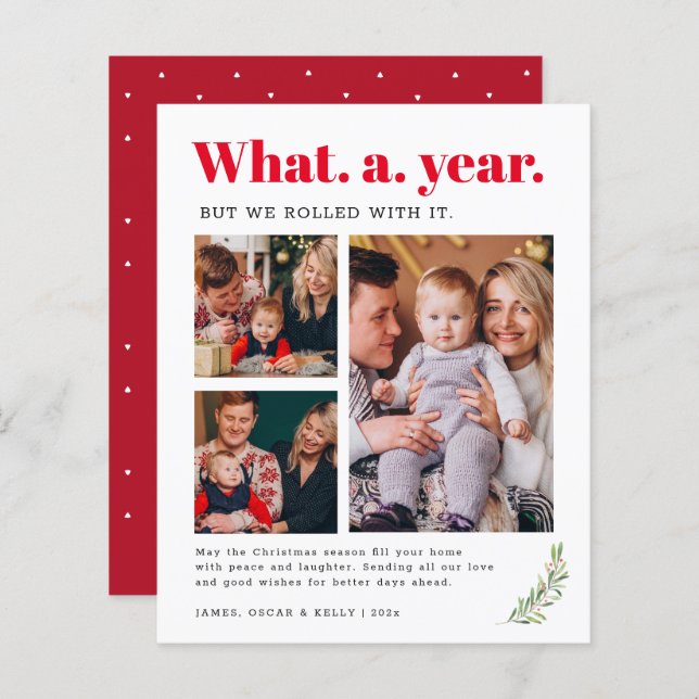 What A Year Merry Christmas Budget Photo Card (Front/Back)