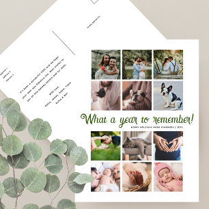 What a Year Minimalist 12 Photo Collage Christmas Holiday Postcard