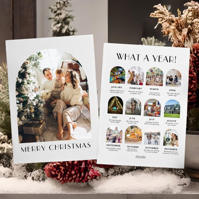 What a Year Modern 12 Photo Christmas Card (Creator Uploaded)