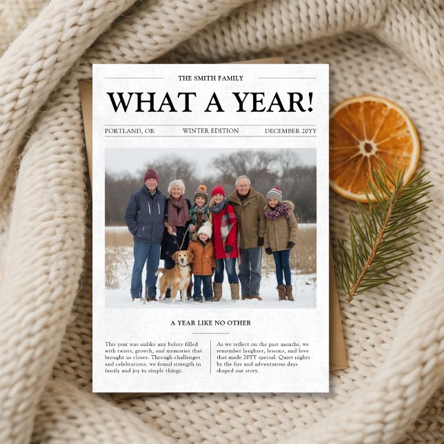 What A Year Newspaper Family Pet Photo Christmas Holiday Card (Creator Uploaded)