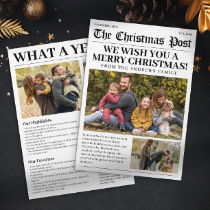 What a Year Newspaper Family Photo Joy Christmas Holiday Card