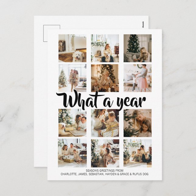 What a Year Photo Christmas Personalised Holiday Postcard (Front/Back)