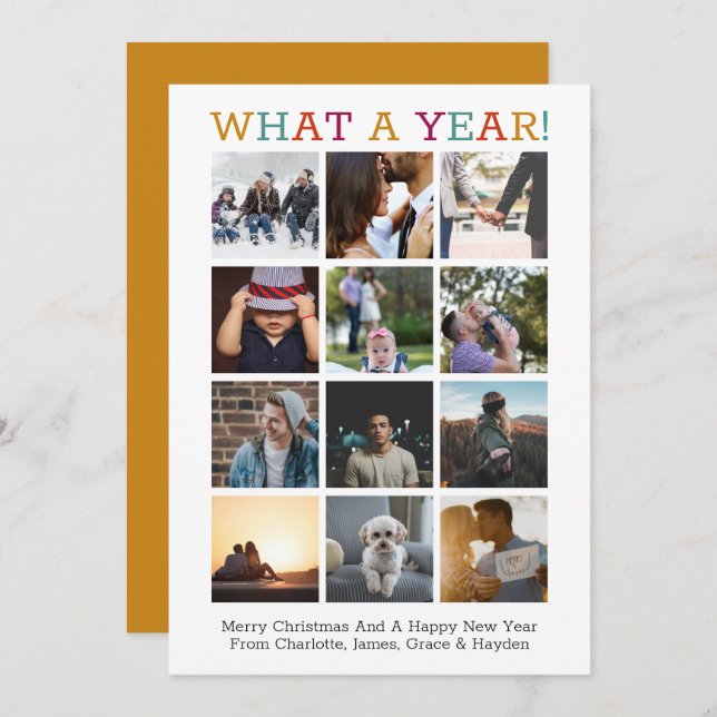 What A Year Photo Christmas Year In Review Card (Front/Back)