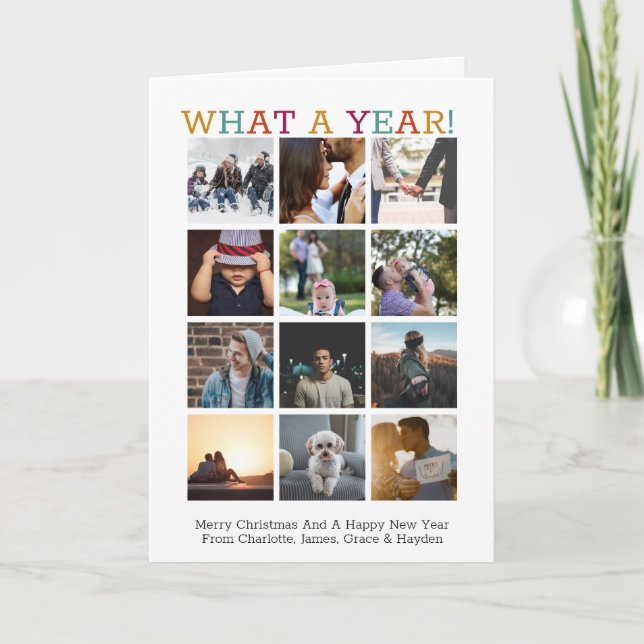 What A Year Photo Christmas Year In Review Holiday Card (Front)