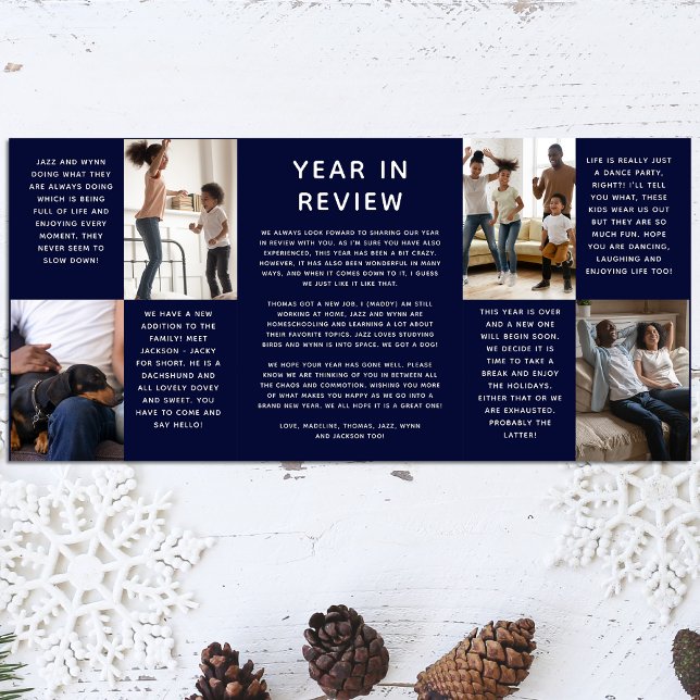 What a Year Photo Collage Year in Review  Tri-Fold Holiday Card (Creator Uploaded)