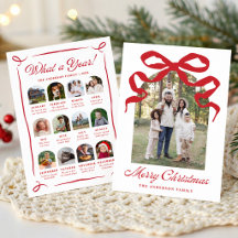 What a Year Red Bow Year in Review Christmas Photo
