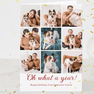 What A Year Review Christmas Family Photo Collage Card