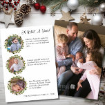 What a Year Review Photo Collage Holiday Card<br><div class="desc">This unique holiday card design features three of your favourite photos in holly leaf frames, with your family name at the bottom and "Oh What A Year!" text image above. Create an engaging year-in-review style card for family and friends by sharing photos of your family's special moments and describing them...</div>