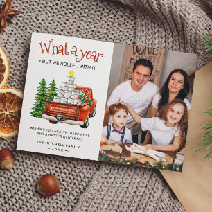 What A Year Toilet Paper Christmas Tree Photo Holiday Card