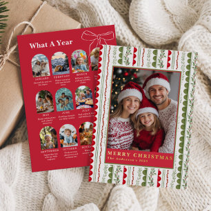 What A Year Whimsical Twelve Photo collage Foil Holiday Card