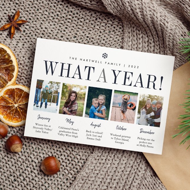 What a Year | Year in Review 5 Photo Collage Holiday Card (Creator Uploaded)