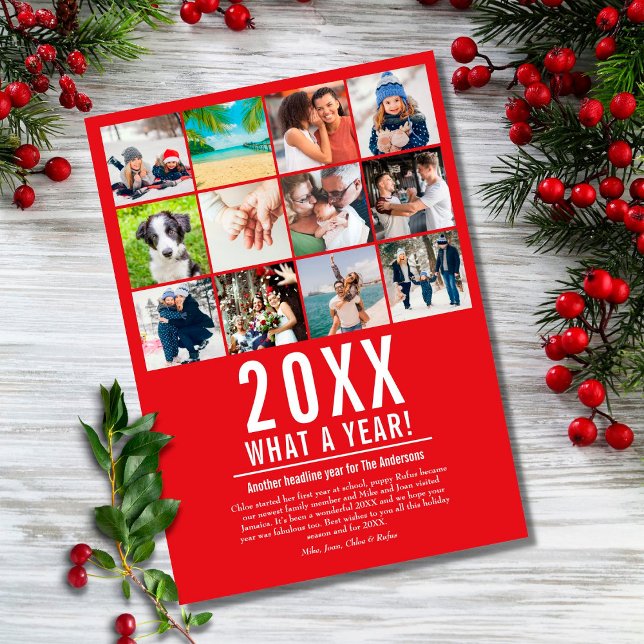 What A Year Year In Review Photo Collage Holiday Card (Creator Uploaded)