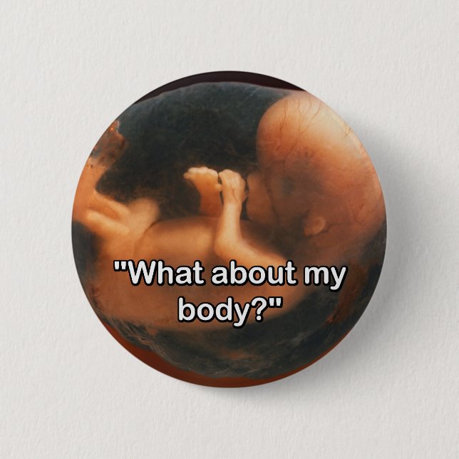 "What about my body?" 6 Cm Round Badge (Front)