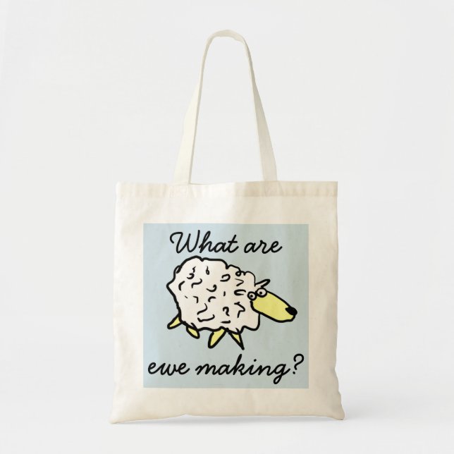 "What are ewe making?" Sheep Cartoon Project Bag (Front)
