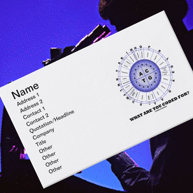 What Are You Coded For? (Amino Acid Wheel) Business Card (Thought-provoking biz card for teachers, entrepreneurs, & molecular biologists featuring codon wheel)