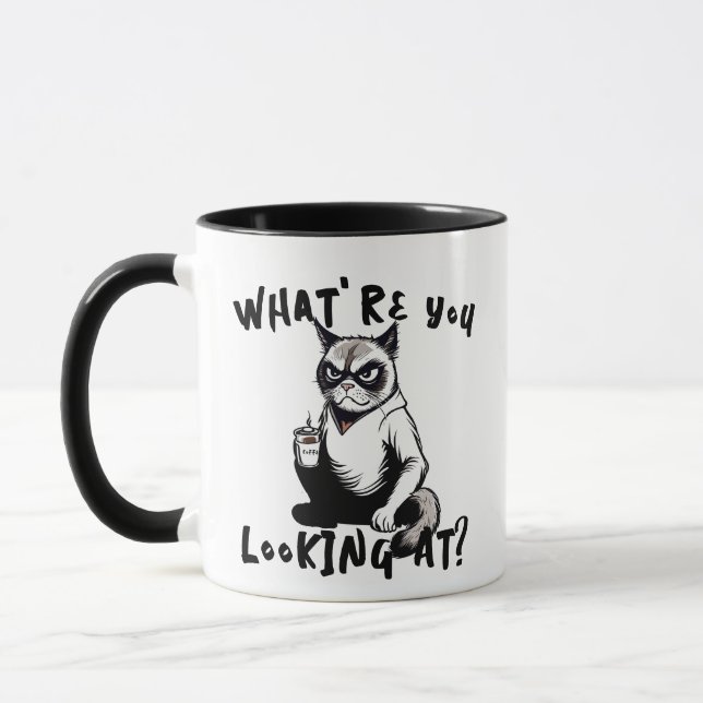 What Are You Looking At? Grumpy Cat Attitude Mug (Left)