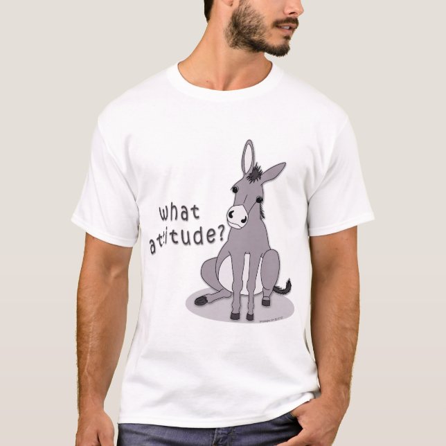 What Attitude? Cute Sitting Donkey T-Shirt (Front)