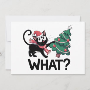 What Black Cat Christmas Tree Funny Xmas Holiday Card
