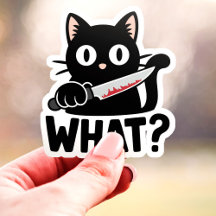 What? Black Cat with Knife Funny Vinyl