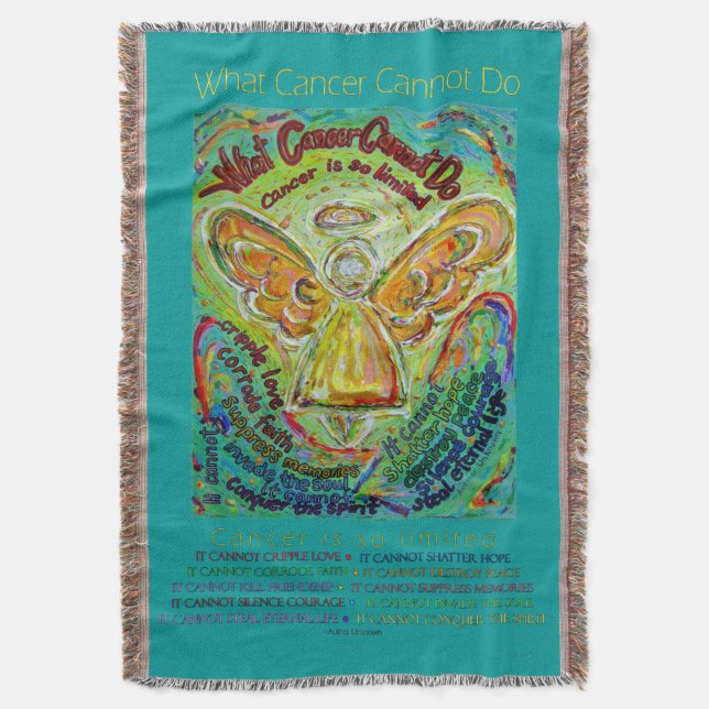 What Cancer Cannot Do Angel Poem Art Throw Blanket (Front Vertical)