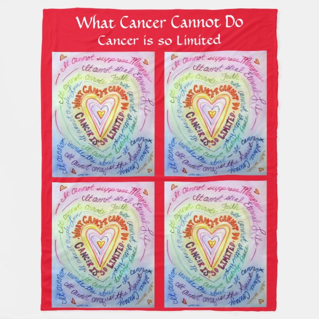 What Cancer Cannot Do Heart Fleece Chemo Blanket (Front)