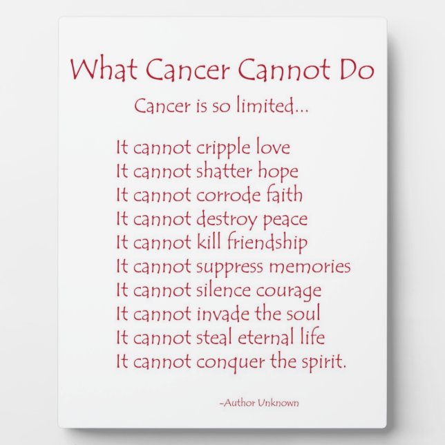 What Cancer Cannot Do Inspirational Poem Plaque (Front)