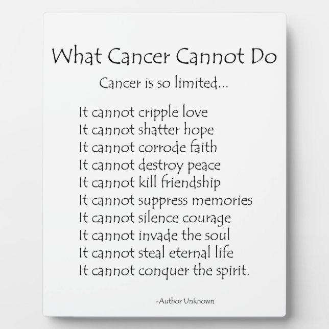 What Cancer Cannot Do Inspirational Poem Plaque (Front)