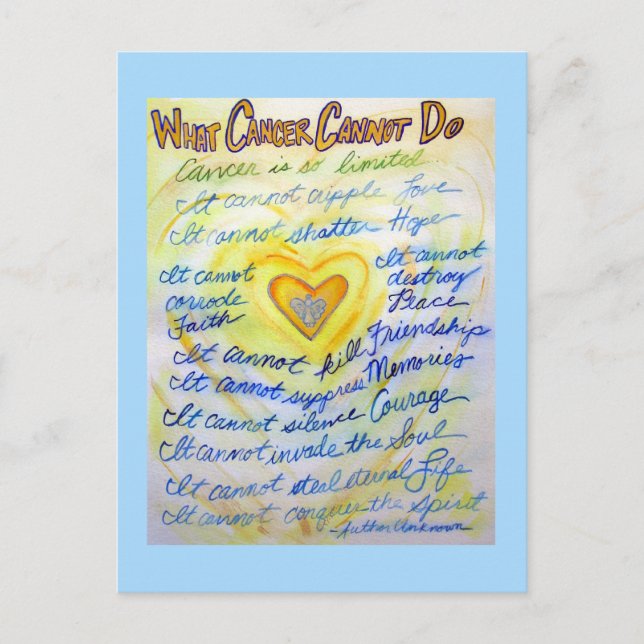 What Cancer Cannot Do Poem Angel Art Postcard (Front)