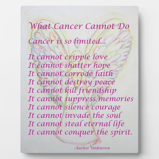 What Cancer Cannot Do Poem Angel Painting Plaque (Front)