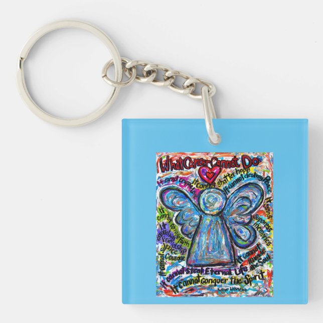 What Cancer Cannot Do Poem Angel Pendant Keychain (Front)