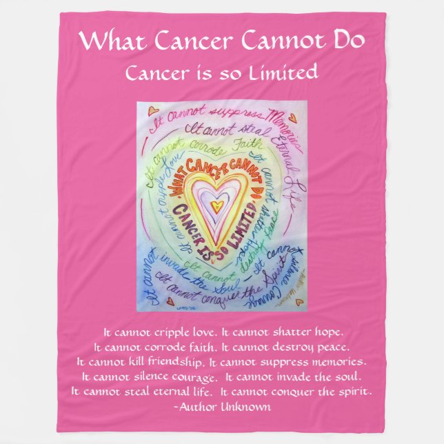 What Cancer Cannot Do Poem Heart Chemo Blanket (Front)
