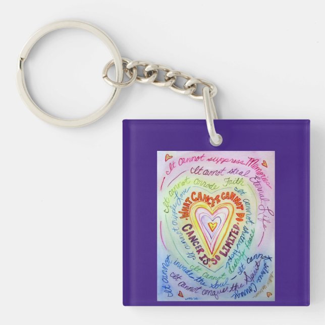 What Cancer Cannot Do Poem Heart Pendant Keychain (Front)