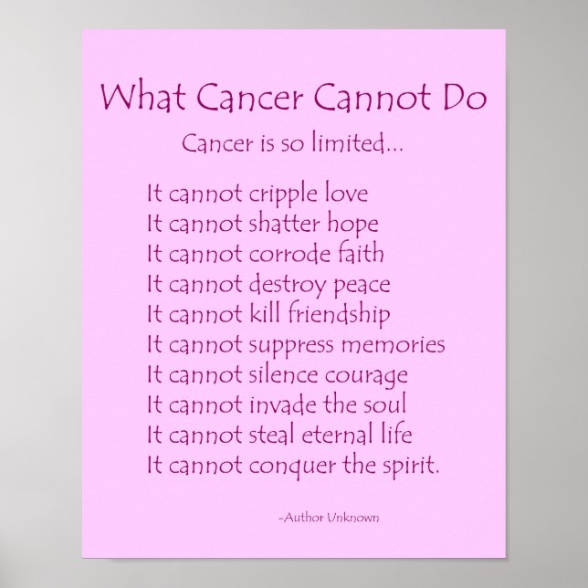 What Cancer Cannot Do Poem Poster Print (Front)
