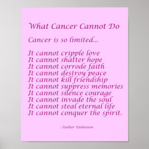 What Cancer Cannot Do Poem Poster Print