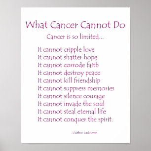 What Cancer Cannot Do Poem Poster Print