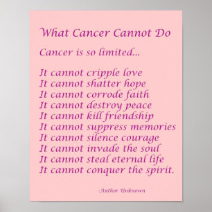 What Cancer Cannot Do Poem Poster Print