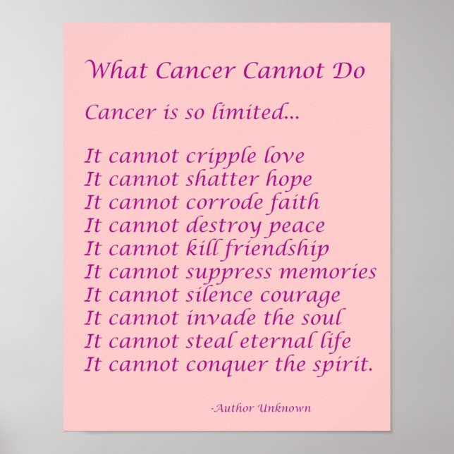 What Cancer Cannot Do Poem Poster Print (Front)