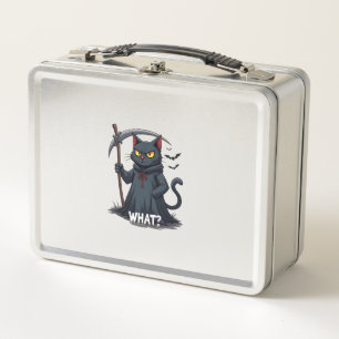 What Cat Black Cat Halloween Scary Cat Angry Cat F Metal Lunch Box