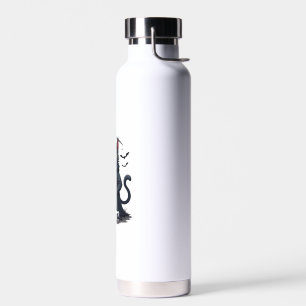 What Cat Black Cat Halloween Scary Cat Angry Cat F Water Bottle