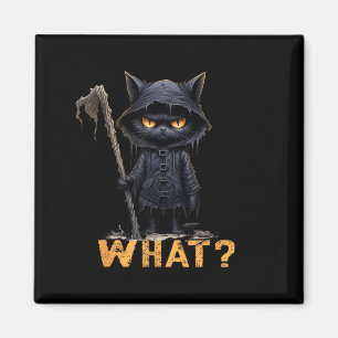 What Cat Black Cat Halloween Scary Cat Angry Cat Magnet