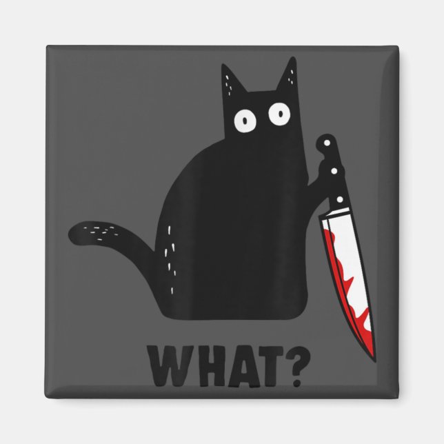 What cat murder with knife  horror cat halloween magnet (Front)