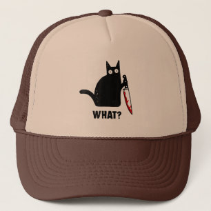 What cat murder with knife  horror cat halloween trucker hat