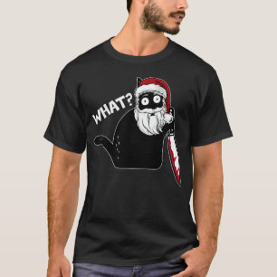What Cat Santa Claus With Knife Cat Christmas T-Shirt