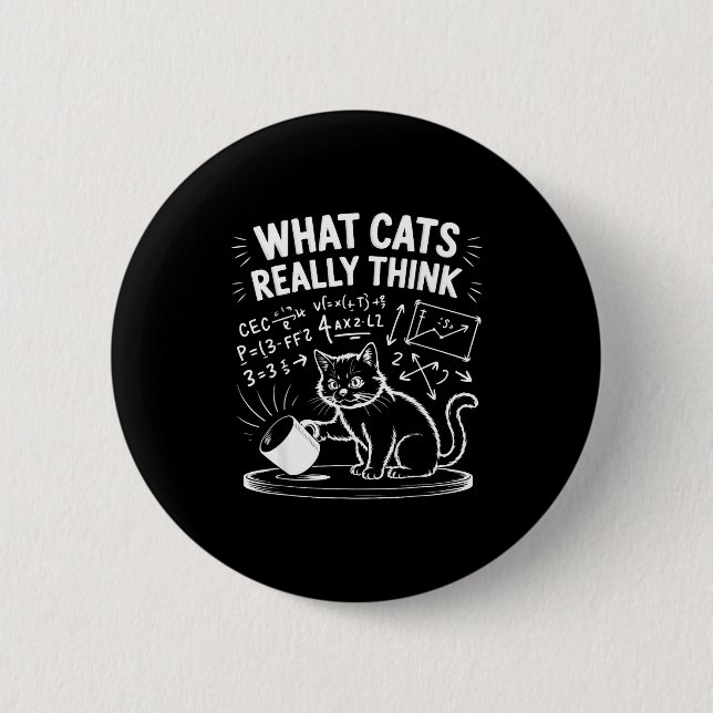What cats really think funny cat meme physics humo 6 cm round badge (Front)