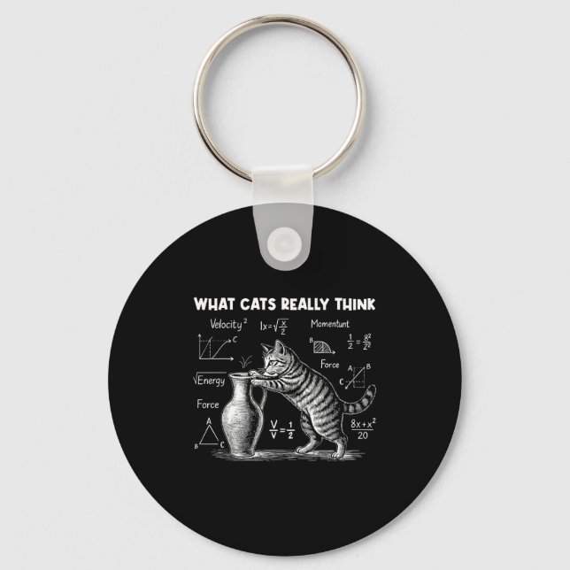What Cats Really Think Funny Cat Physics Science T Key Ring (Front)