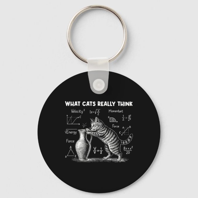 What Cats Really Think Funny Cat Physics Science T Key Ring (Front)