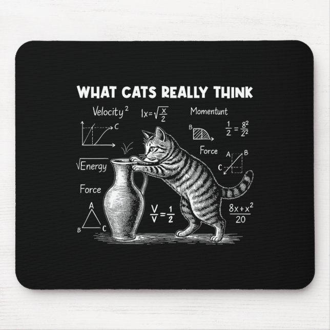 What Cats Really Think Funny Cat Physics Science T Mouse Pad (Front)